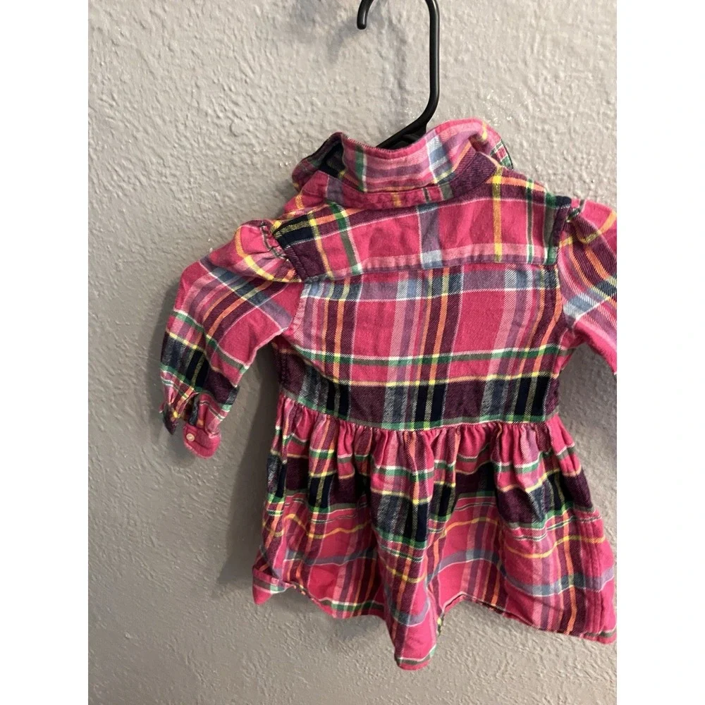Ralph Lauren Girls Plaid Button Down Dress‎ Size 18 Months